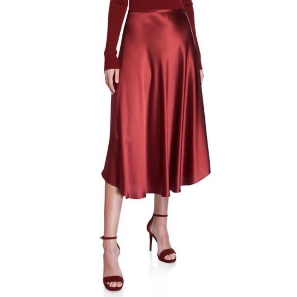 💎 SALLY LAPOINTE Flowy Satin Midi Skirt
